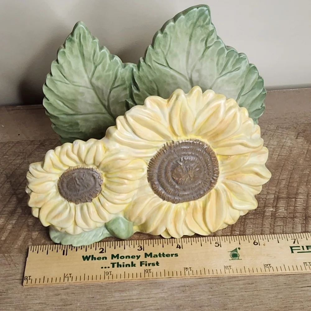 Fitz and Floyd Napkin Letter Holder Sunflowers Spring Summer Vintage 80s 5